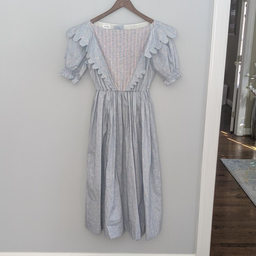 Dondolo Women's Puff Smocked Embroidered Dress Medium Cottagecore - Picture 6 of 11